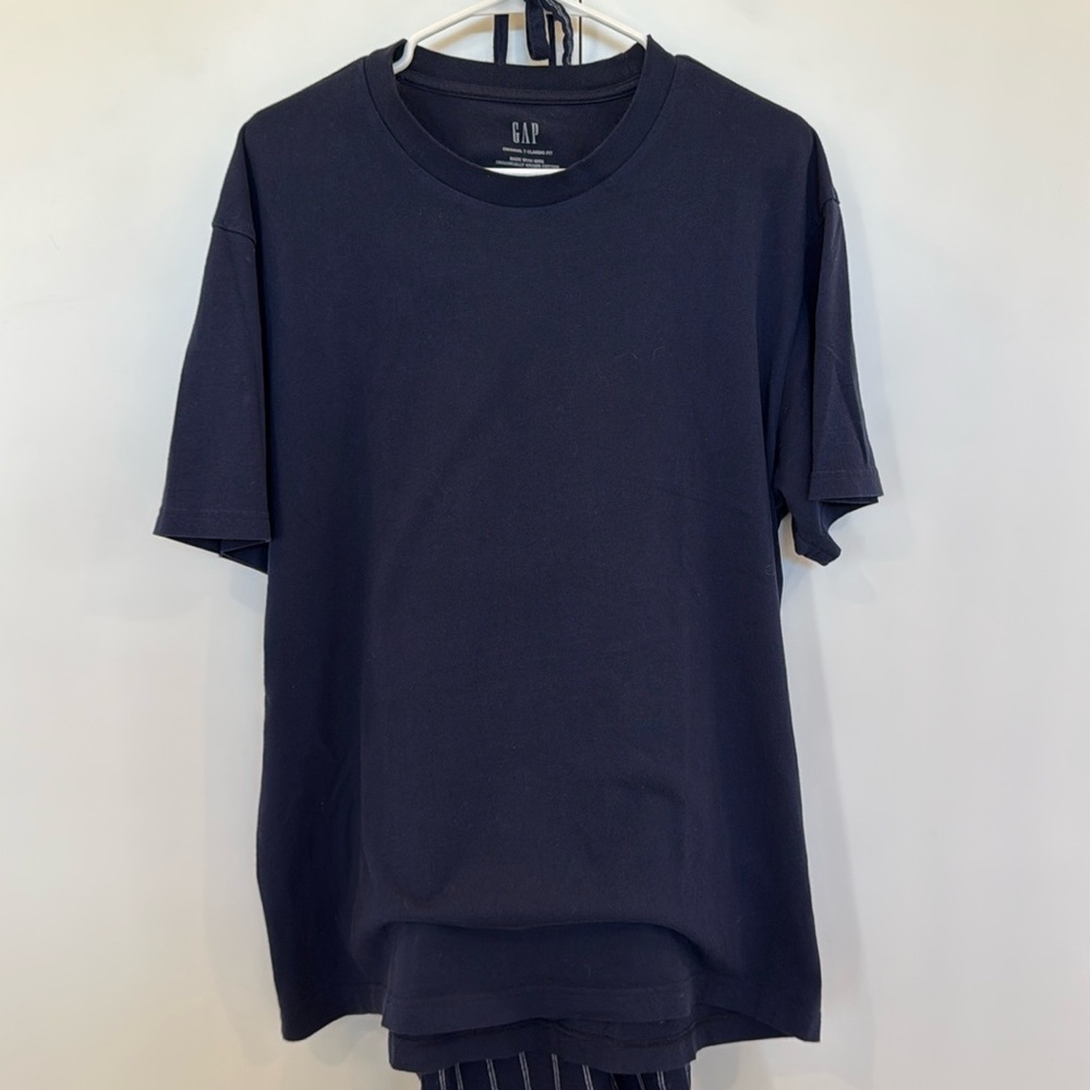 GAP Body Flannel Pant and Shirt Set, size L, navy and white, super soft